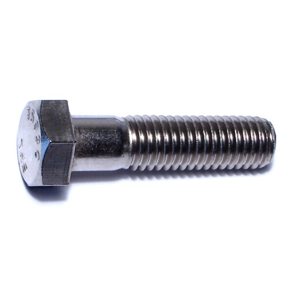 18-8, 1/2"-13 Hex Head Cap Screw, Plain Stainless Steel, 2 in L, 4 PK